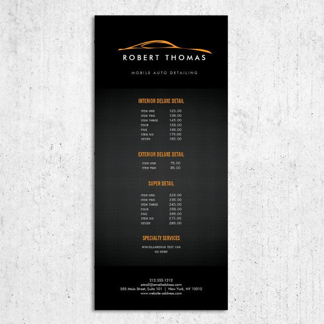 Black and Orange Auto Detailing, Auto Repair Rack Card (Creator Uploaded)