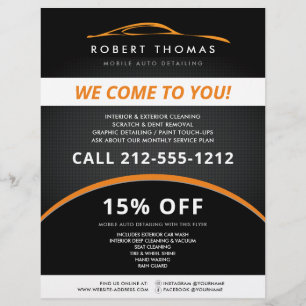 Black and Orange Auto Detailing, Car Wash Flyer