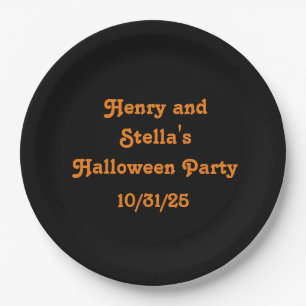 Black and Orange Awesome Halloween Paper Plate