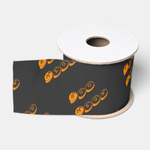 Black and Orange Boo Typography Pattern Halloween Grosgrain Ribbon