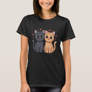 Black and Orange Cat Valentine Ginger Cat Valentin T-Shirt