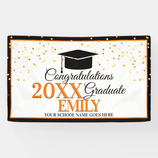 Black and Orange Congratulations Graduate Banner (Horizontal)