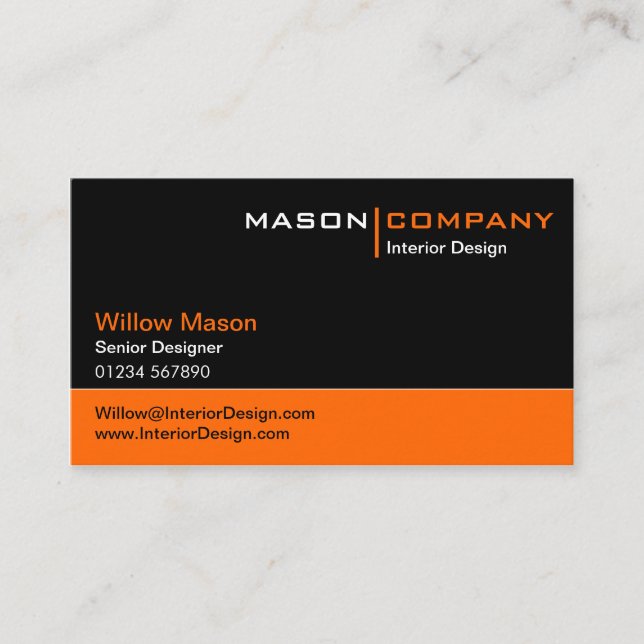 Black and Orange Corporate Business Card (Front)