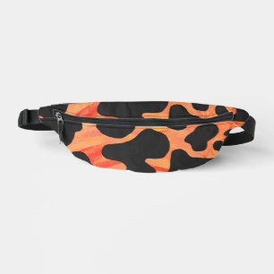 Black and Orange Cow Pattern Bum Bags