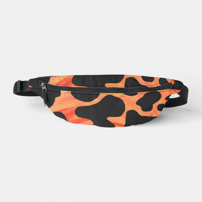 Black and Orange Cow Pattern Bum Bags (Front)