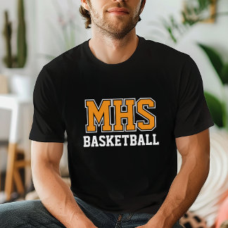 Black and Orange Custom Basketball Team Spirit T-Shirt