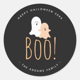 Black and Orange Cute Boo! Ghosts Halloween Gift T Classic Round Sticker