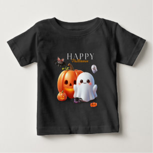 Black and Orange Cute Happy Halloween Baby T-Shirt