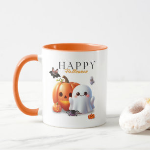 Black and Orange Cute Happy Halloween Mug