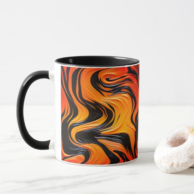Black and Orange Design Mug (With Donut)