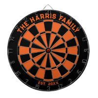 Black and Orange Family Dartboard with Darts