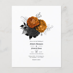 Black and Orange Floral Gothic Wedding Flyer