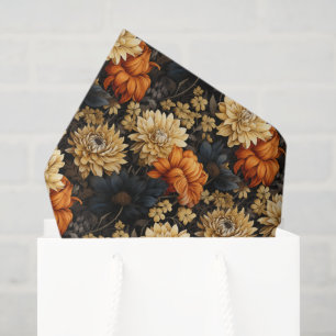 Black and Orange Floral Tissue Paper