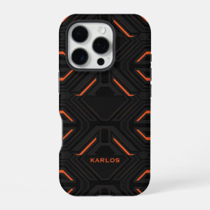 Black and orange Gaming background personalised iPhone 16 Pro Case
