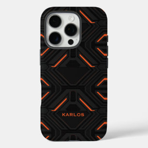 Black and orange Gaming background personalized iPhone 16 Pro Case