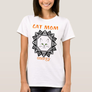Black And Orange Geometric Cat Mum T-Shirt