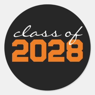 Black and Orange Graduation Classic Round Stickers