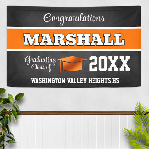 Black and Orange Graduation Party Banner