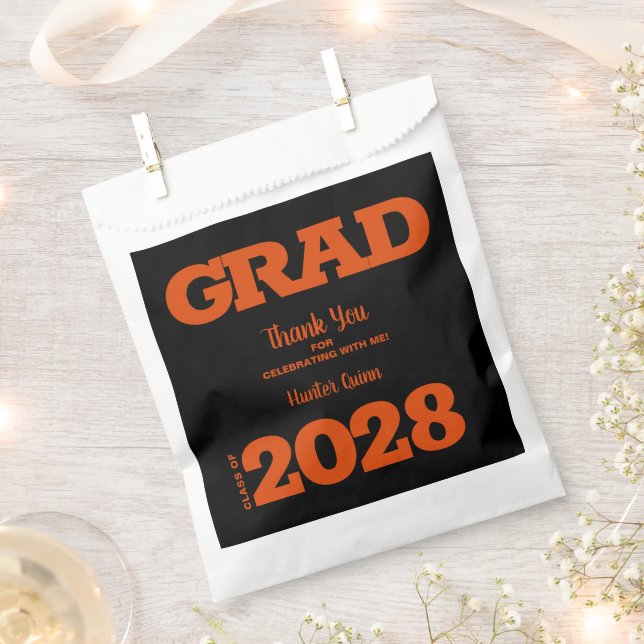 Black and Orange Graduation Party Favour Bags (Clipped)
