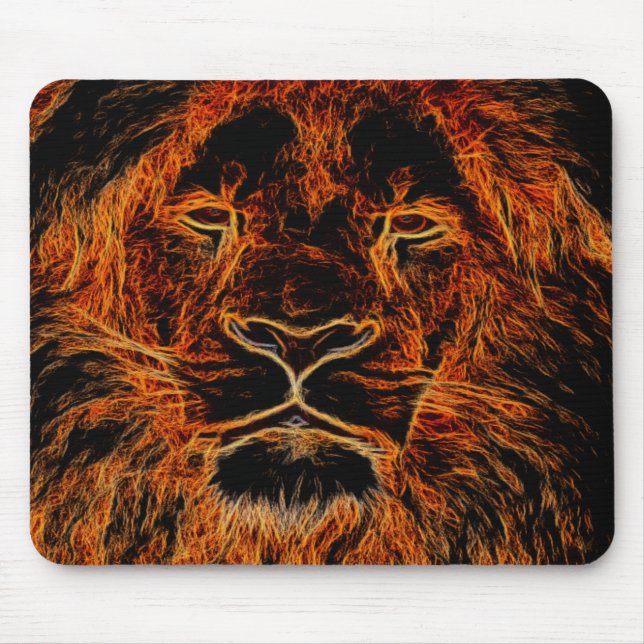 Black and Orange Graffiti Lion Head Mouse Mat (Front)