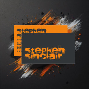 Black and Orange Grunge Typography Business Card