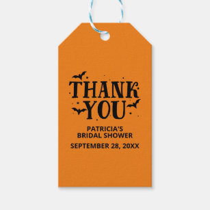 Black And Orange Halloween Bridal Shower Thank You Gift Tags
