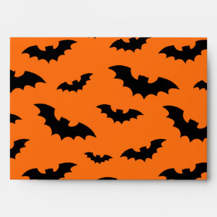 Black and orange Halloween envelopes with bats