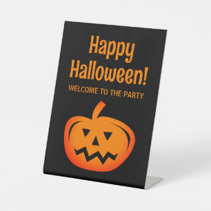 Black and orange Halloween party Pedestal Sign