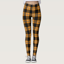 Black and orange Halloween plaid leggings