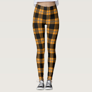 Black and orange Halloween plaid leggings
