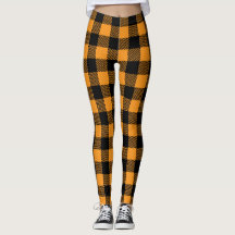 Black and orange Halloween plaid leggings