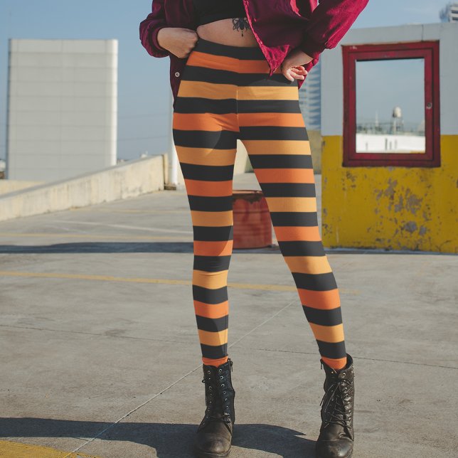 Black and Orange Halloween Stripe Leggings (Creator Uploaded)