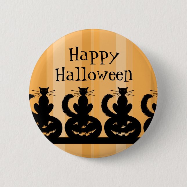 Black and Orange Happy Halloween Pin (Front)