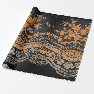 BLACK AND ORANGE LACE Wrapping Paper