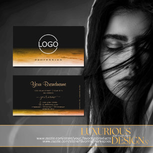 Black and Orange Marble Pattern with Logo Modern Business Card