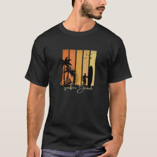Black And Orange Modern Minimalist Surfer Beach T-Shirt