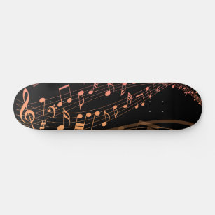 Black and Orange Ombre Musical Notes  Skateboard