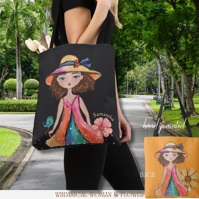 Black and Orange - Original Whimsy Girl Tote Bag (Black and Orange - Original Whimsy Girl Tote Bag)