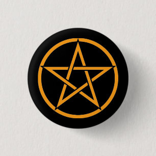 Black and Orange Pentacle Pentagram Button Badge