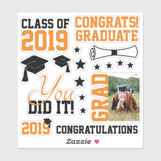 Black and Orange Photo Graduation (Sheet)