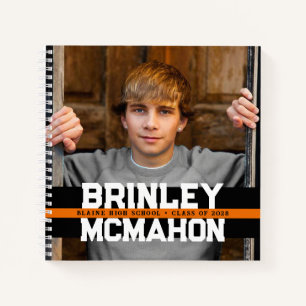Black and Orange Photo Graduation Guestbook Notebook