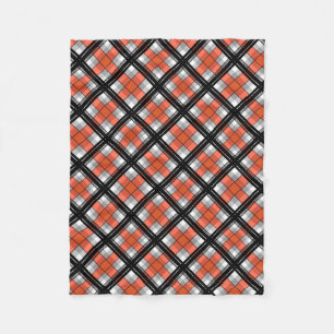 Black and orange plaid fleece blanket