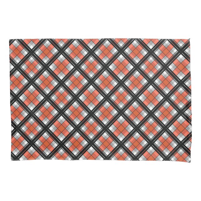 Black and orange plaid  pillowcase (Front)