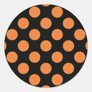 Black and Orange Polka Dots Classic Round Sticker