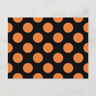Black and Orange Polka Dots Postcard