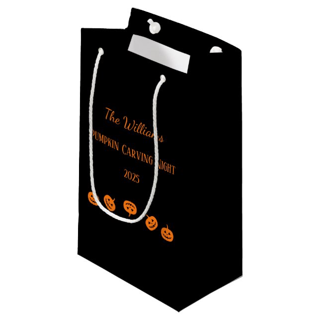 Black and Orange Pumpkin Carving Night Gift Bag (Front Angled)