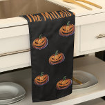 Black and Orange Pumpkin Halloween personalised Tea Towel<br><div class="desc">Add a dash of spooky charm to your kitchen with our personalised kitchen towel featuring a festive black and orange pumpkin design! Perfect for Halloween, this towel is not only functional but also a delightful decoration for your home. Whether you're baking treats or hosting a Halloween party, it’s the ideal...</div>