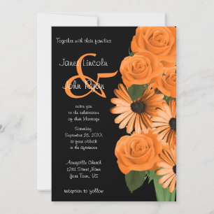 Black and Orange Roses & Daisies Invitation