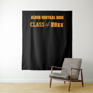 Black and Orange School Colors Photo Backdrop Tapestry