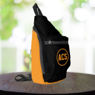 Black and Orange School Colours and Letters Sling Bag